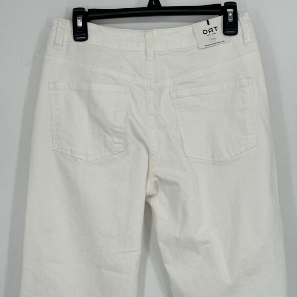 OAT New York Jeans Mid Rise Wide Leg Crop Size 2/26 White Raw Hem NEW - Picture 4 of 6